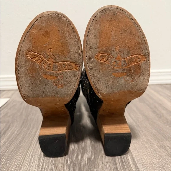 Freebird Lotus Studded Black and Brown Women's Heeled Sandals - Picture 7 of 11